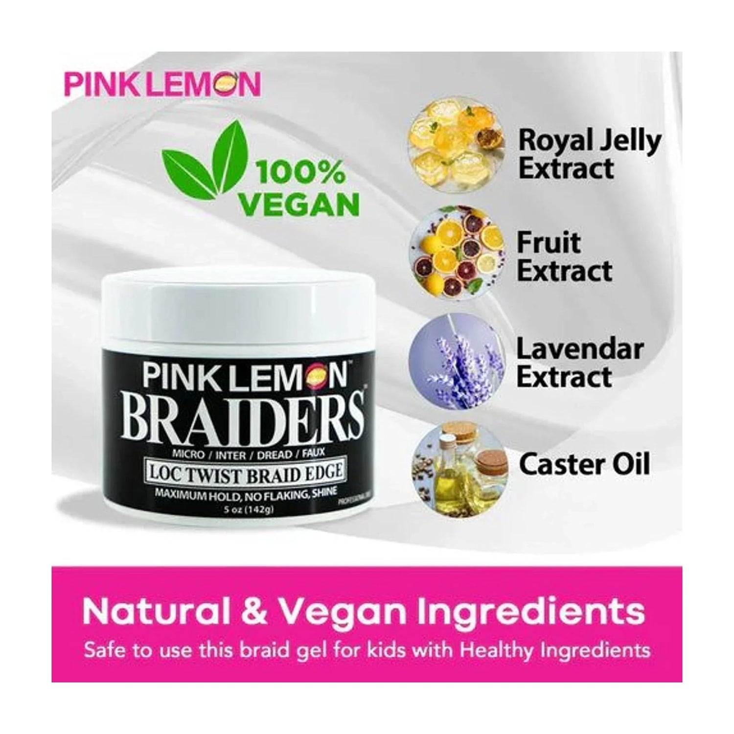 Pink - Lemon Pink Lemon Braiders Loc/Twist/Braid/Edge Gel 5OZ | CC Hair & Beauty Leeds