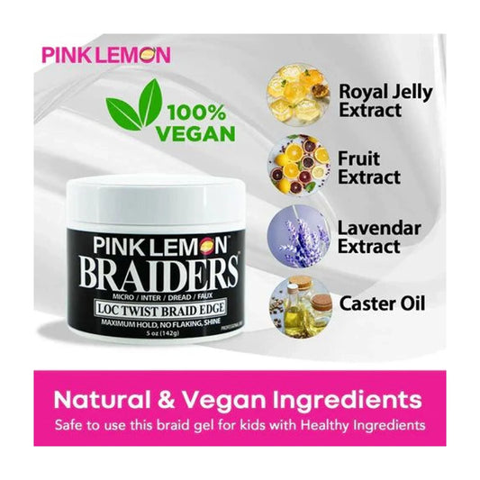 Pink - Lemon Pink Lemon Braiders Loc/Twist/Braid/Edge Gel 5OZ | CC Hair & Beauty Leeds