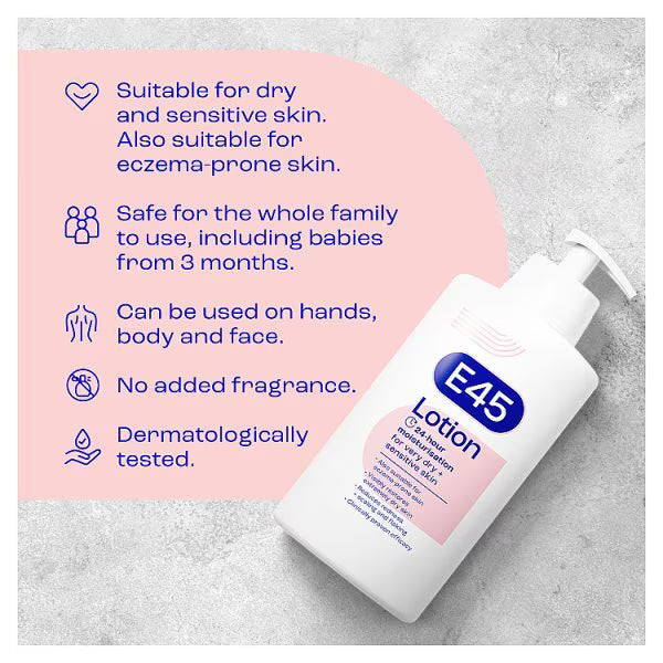 E45 Moisturising Lotion For Very Dry Skin 500ml - view 3