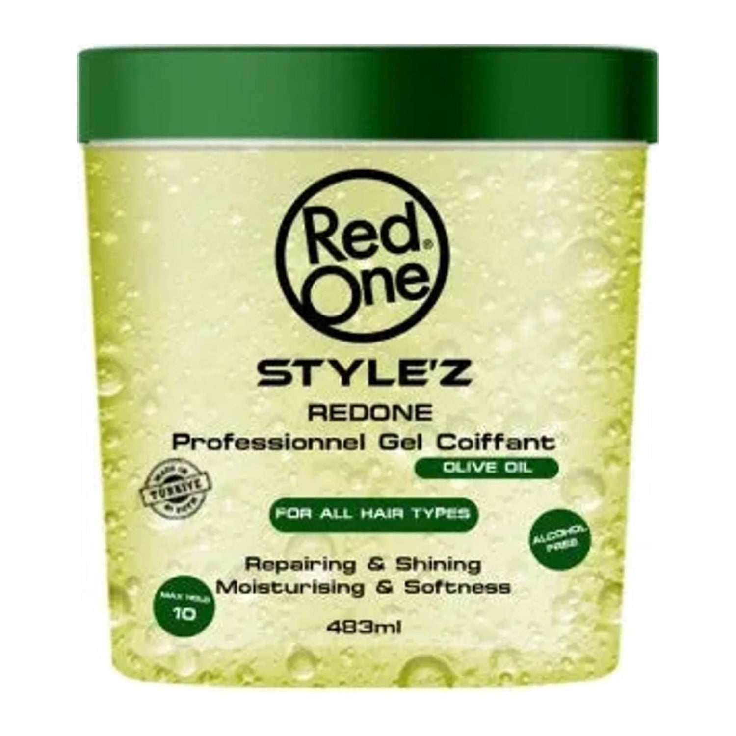 Red One Style'z Professional Hair Olive Gel 483ml strong hold styling gel with olive oil