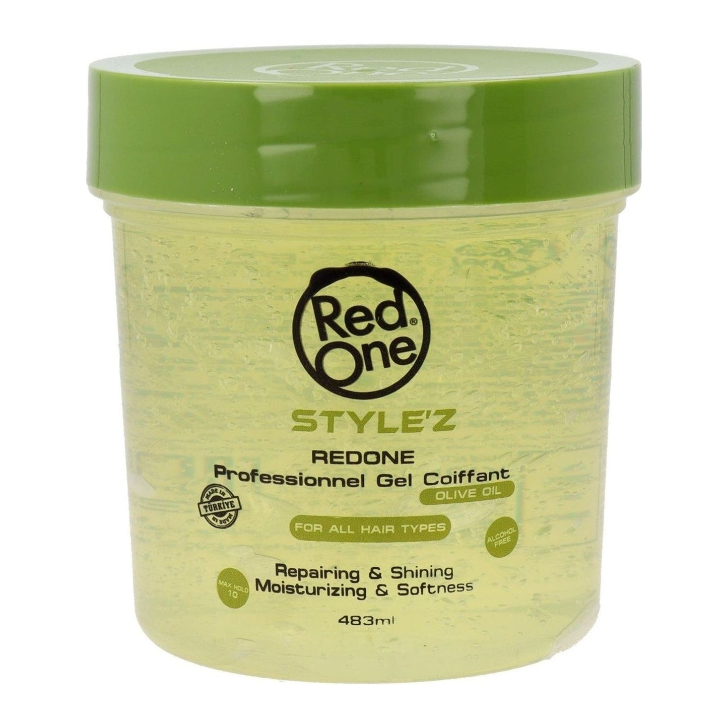Red One Style'z Professional Hair Olive Gel 483ml strong hold styling gel with olive oil