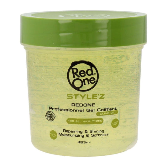 Red One Style'z Professional Hair Olive Gel 483ml strong hold styling gel with olive oil