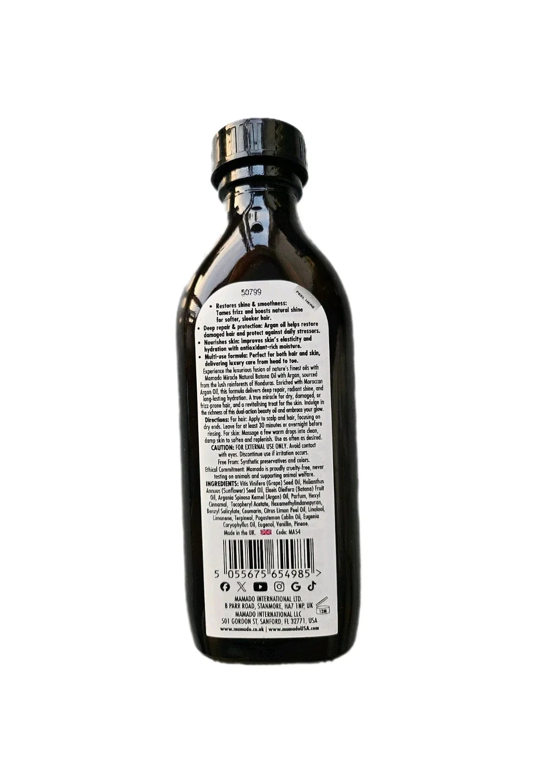 Mamado Aromatherapy Natural BATANA OIL With Argan 150ml - product detail | CC Hair & Beauty