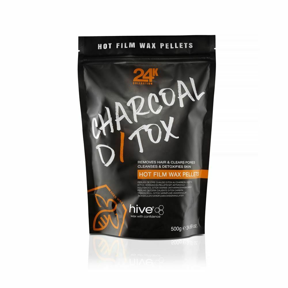 Hive Of Beauty Hot Film Wax Pellet - Charcoal Detox 24K Collection 500G | Shop at CC Hair & Beauty UK