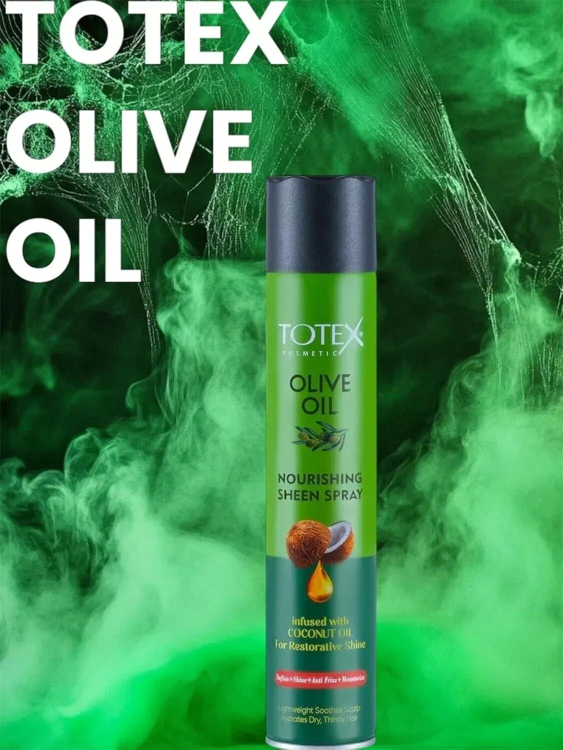 Totex Olive Oil Sheen Spray Infused With Coconut Oil Restorative Shine 400ml - available online | CC Hair & Beauty UK