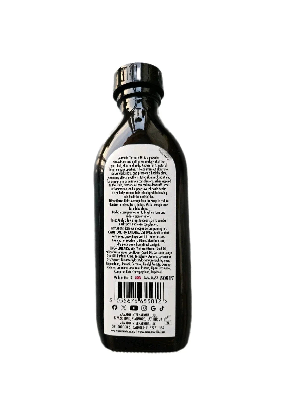 Mamado Natural Turmeric Hair & Body Oil 150ml - product detail | CC Hair & Beauty