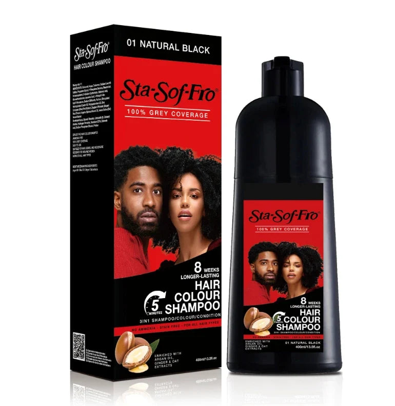 Sta-Sof-Fro Natural Black Hair Colour Shampoo 400ml - product detail | CC Hair & Beauty