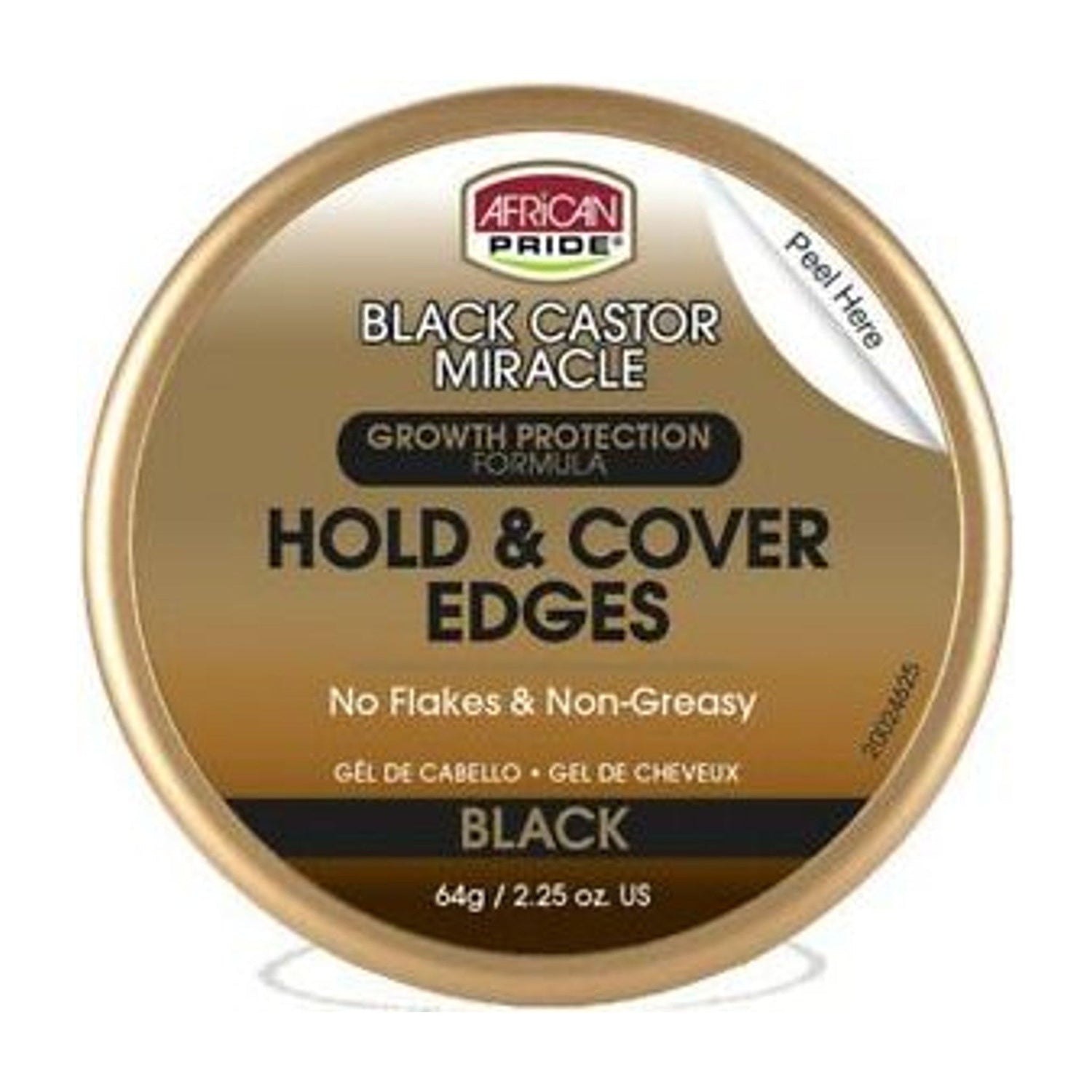 African Pride Black Castor  Hold & Cover Edges Black - 2.25 Oz - product detail | CC Hair & Beauty