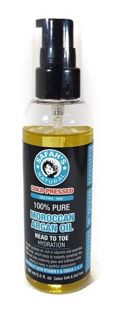 Safahs Natural Cold Pressed 100% Pure Moroccan Argan Oil - 100ml - product detail | CC Hair & Beauty