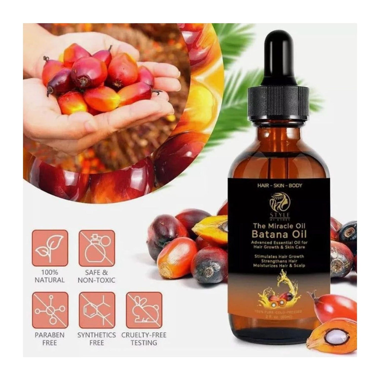 Style My Edges Batana Oil 100% natural hair oil 2oz bottle
