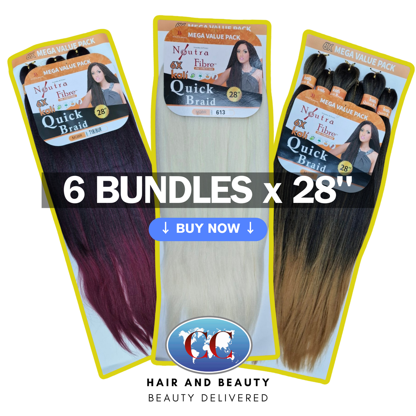 Kali Quick Braid Pre Strected Value Pack - 6 x 28” | CC Hair & Beauty UK