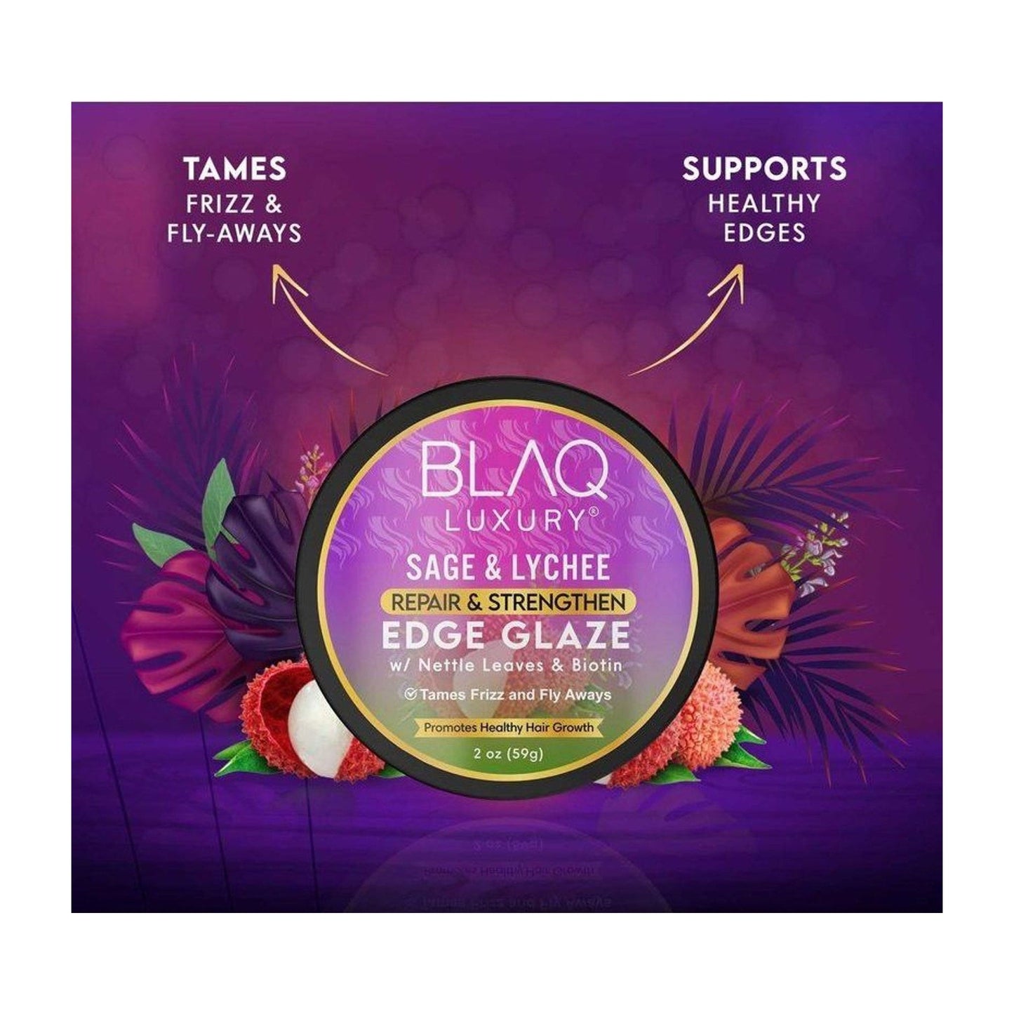 Blaq Luxury Sage & Lychee Repair and Strengt Edge Glaze - 2oz - available online | CC Hair & Beauty UK