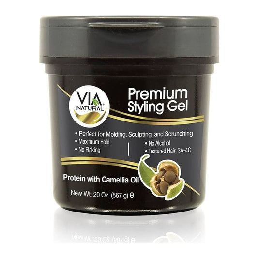 Via Natural Premium Gel-Protein styling gel with camellia oil, 591ml tub