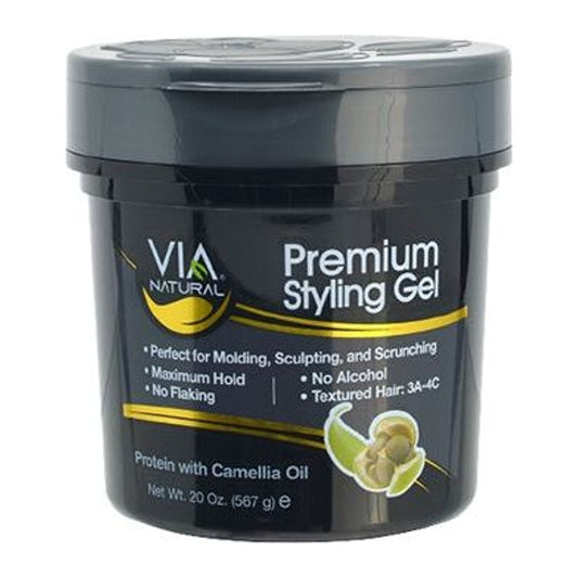 Via Natural Premium Gel-Protein styling gel with camellia oil, 591ml tub