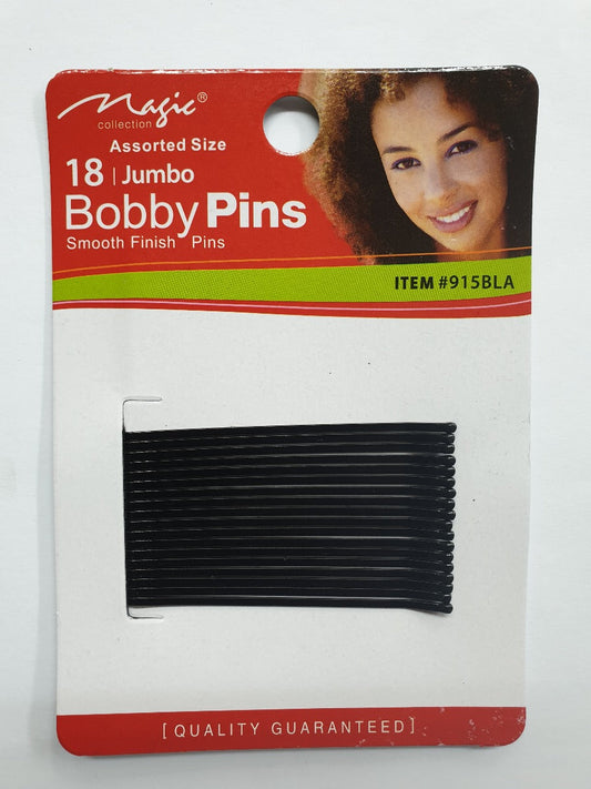 Magic Collection Bobby Pin Jumbo Size Black 18Pcs #915