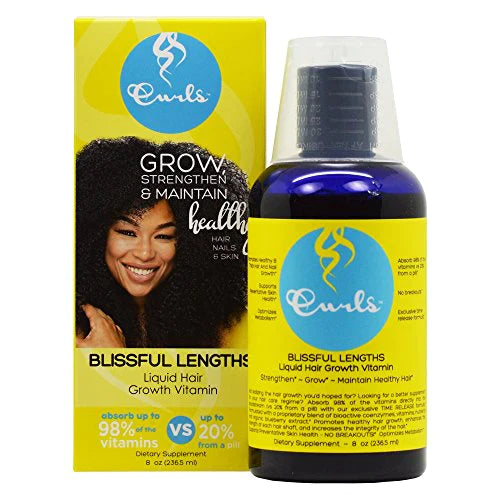 Curls Blissful Lengths Blueberry Liquid Hair Growth Vitamin 8 Oz