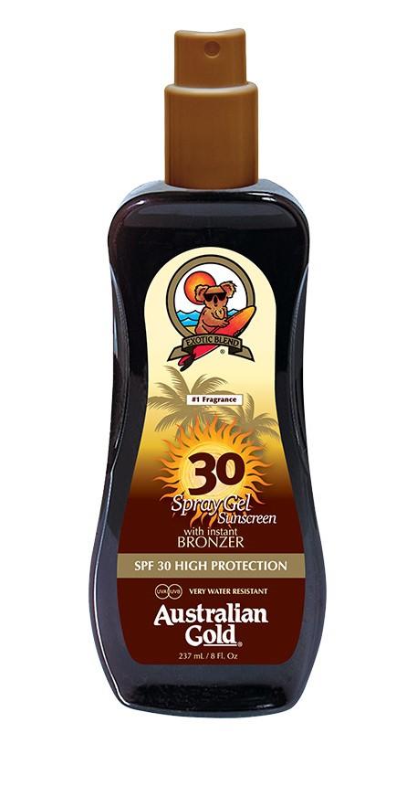 Australian Gold SPF 30 High Protection Spray Gel With Bronzer - 8oz