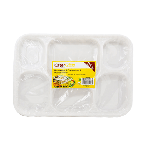 Cater Gold Six Compartment Disposable Foam Plates - 25pk