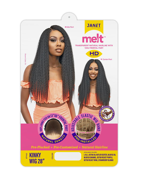 KINKY 28” - Janet good Melt Synthetic Pre-Plucked 13x6 HD Lace Front Wig