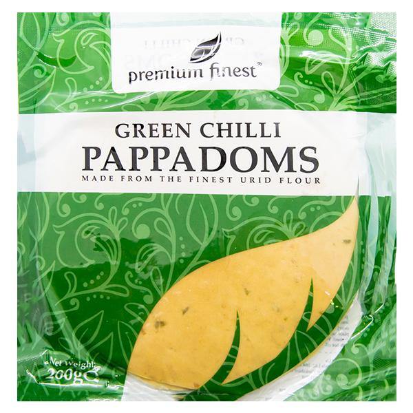 Premium Finest Green Chilli Poppadoms 200g