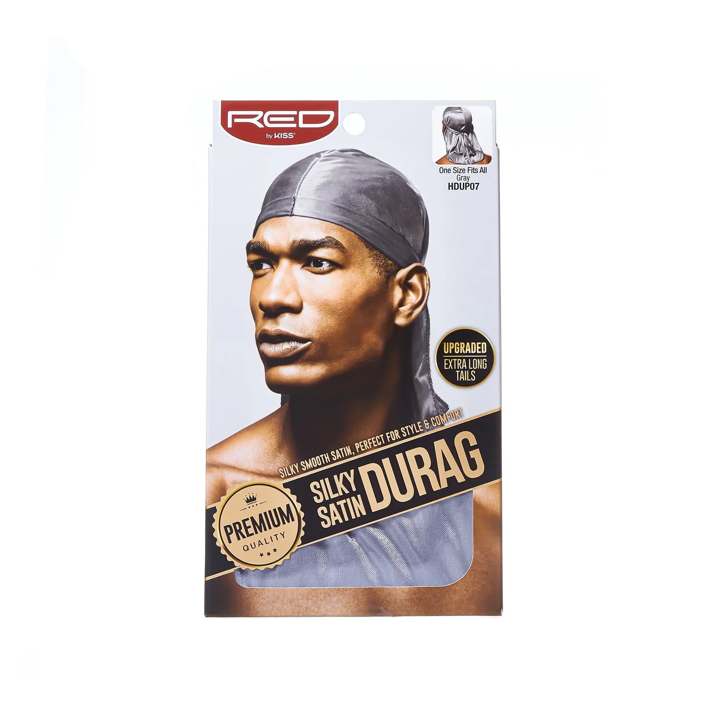 Red by Kiss Silky Satin Durag - Gray - #HDUP07