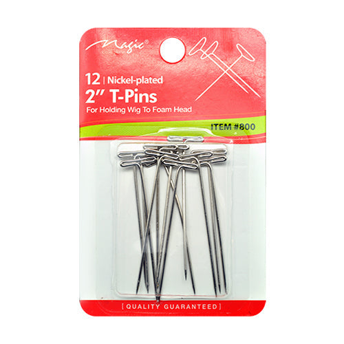 Magic Collection 12 Pcs Nickel Plated T-Pins 2" 