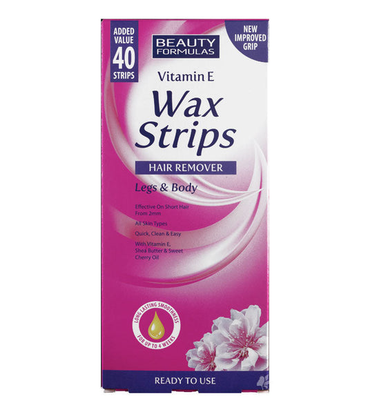 Beauty Formulas Vitamin E 40 Wax Strips - Legs And Body