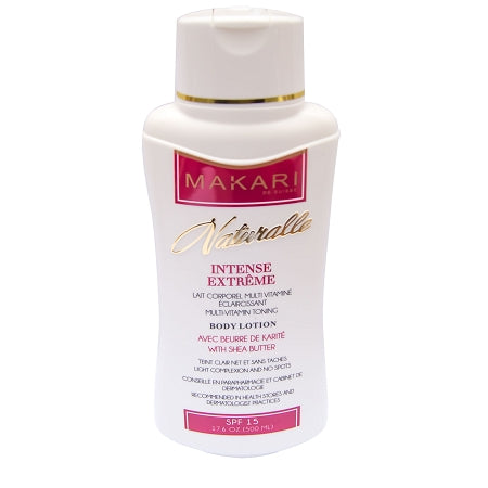 Benefits of Makari Naturalle Intense Extreme Lightening Multi-Vitamin Toning Body Lotion Enriched with Shea Butter, SPF 15, 17.6 fl oz. 