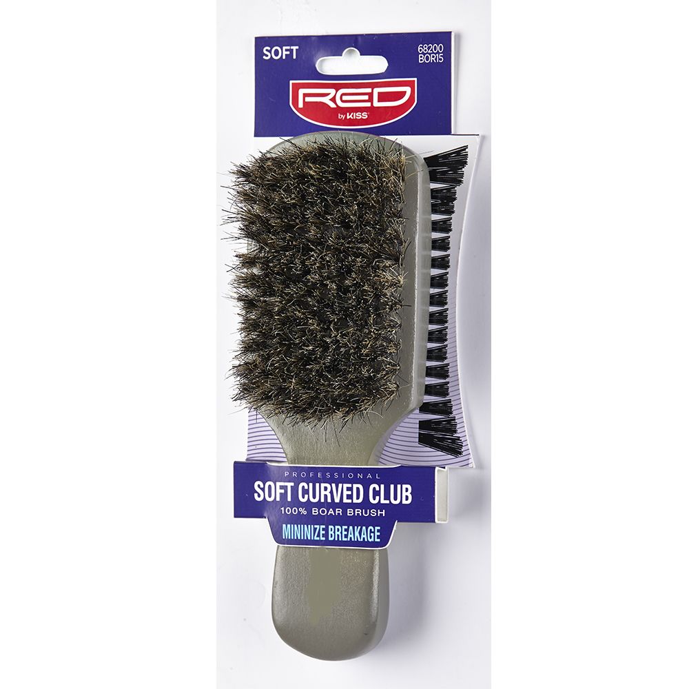 Red by Kiss PROFESSIONAL 100% Boar Soft Curved Club Bristle Brush