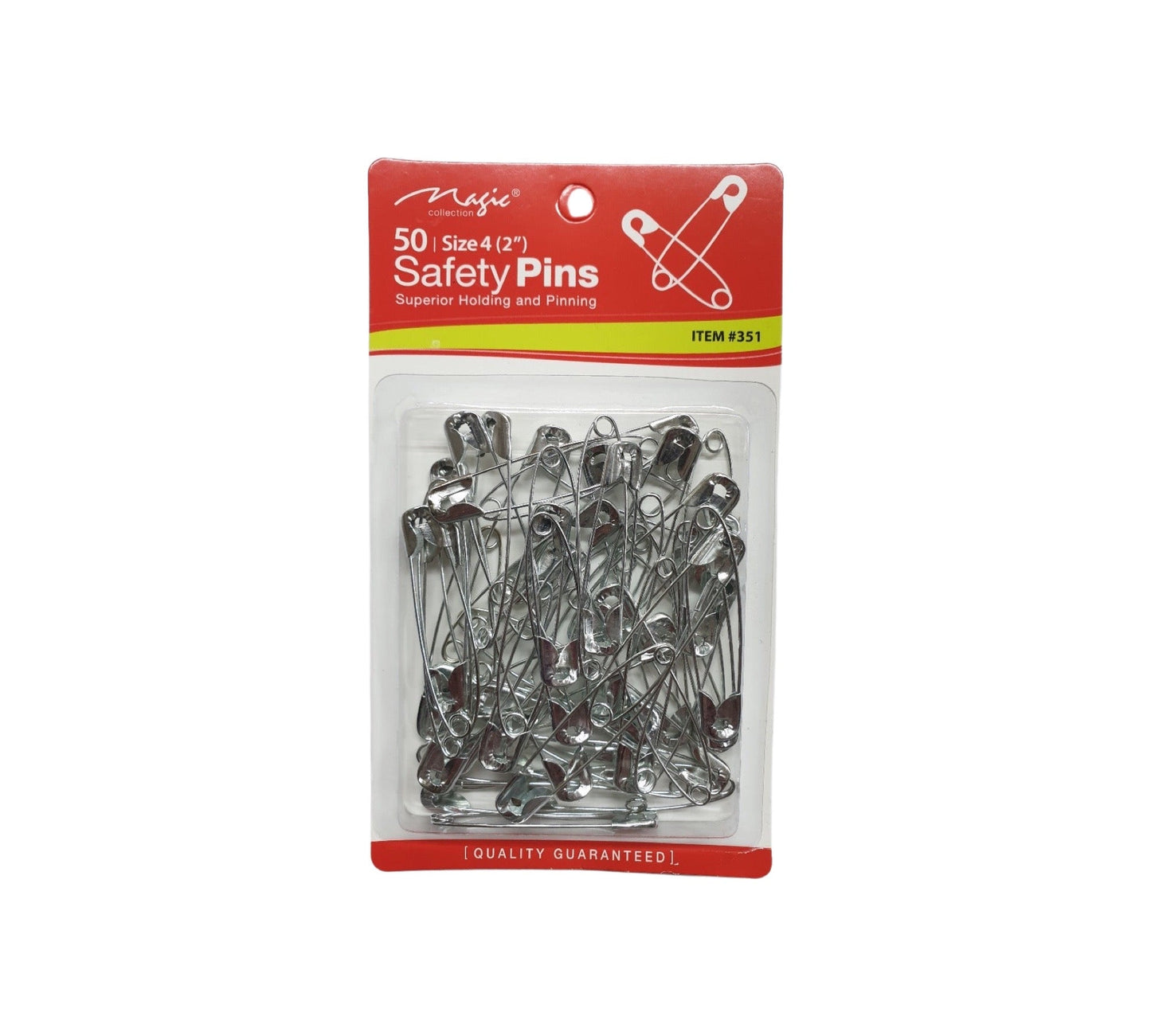 Magic Collection 50 Size 4 (2") Safety Pins - Item #351