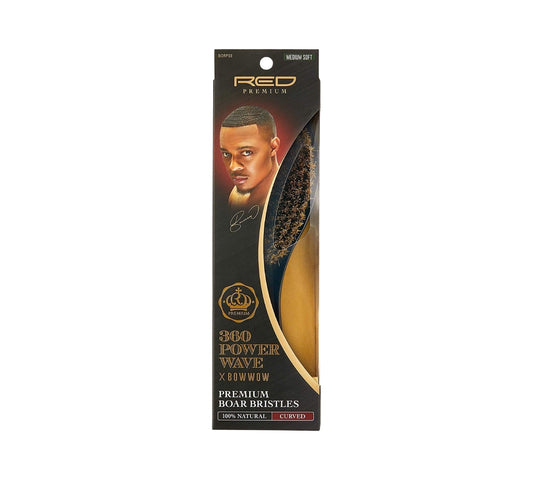 Red Premium 360 Power Wave X Bow Wow Boar Bristles #Borp03 - Medium Soft