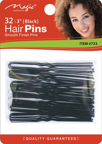 Magic - Hair Pin With Ball Tip 3" Black 733