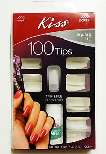 KISS 100 TIPS SQUARE TIP LONG LENGTH 100PS11 NAILS