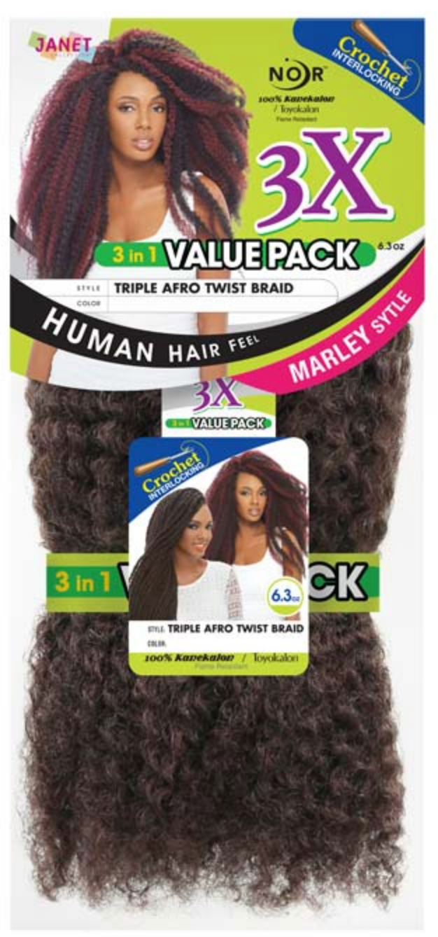 Janet Collection Noir Triple Afro Twist Braid (Value Pack)